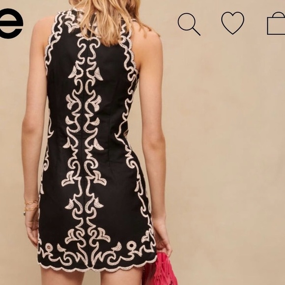 Maje Black Embroidered Palm Tree Mini Dress – EU 38 / US 6 - Picture 8 of 8
